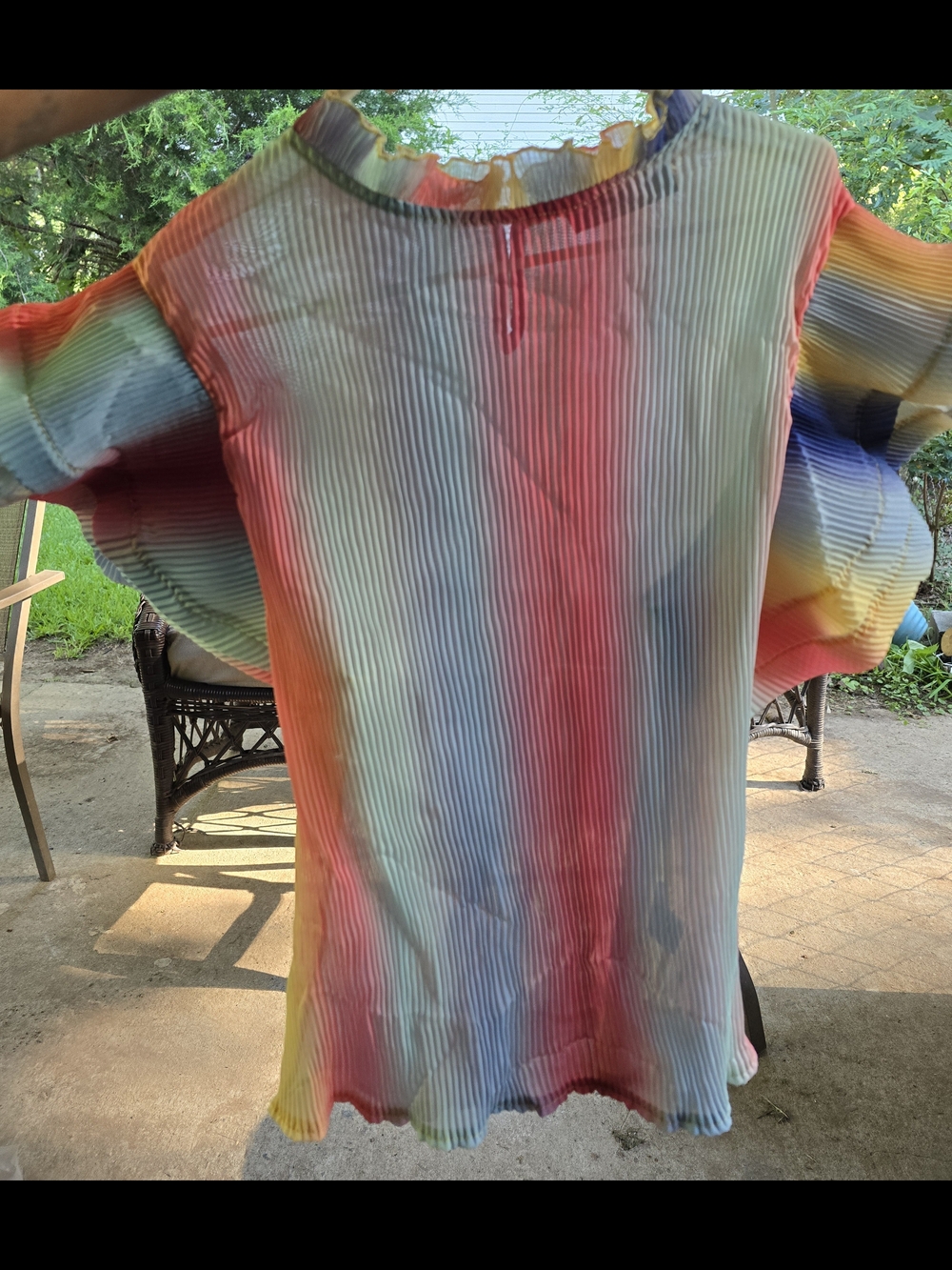 Women’s Multicolor Pleated Short Sleeve Blouse